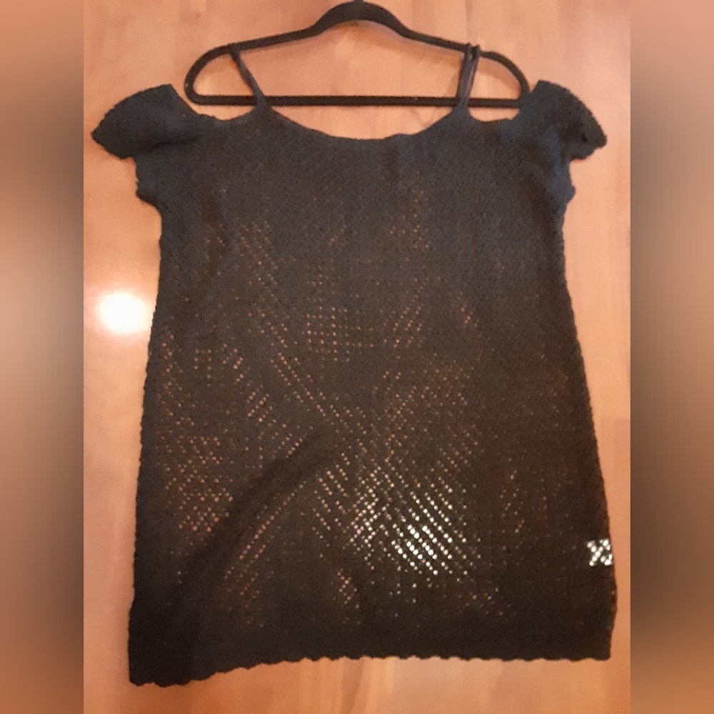 SHEIN BLACK KNIT BEACH COVER UP